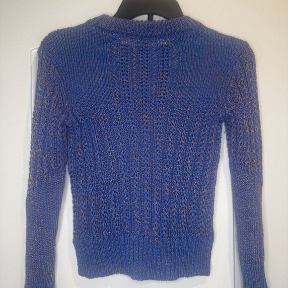 Rag & Bone Womens Blue Open Weave Wool Blend Crewneck Pullover Sweater Sz XS - Picture 5 of 9